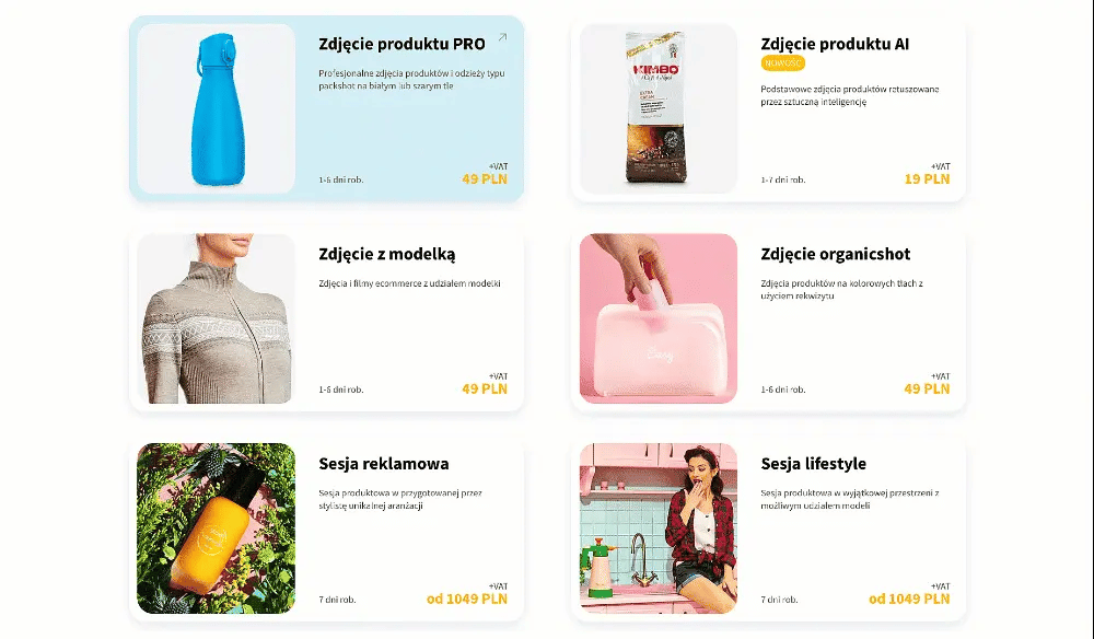 Step 1 - Select photography type in the ordering app