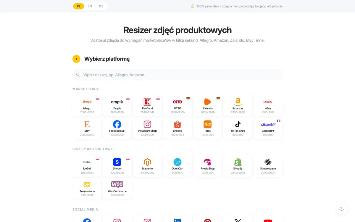 Resizer zdjęć produktowych marszalstudio - dopasowanie packshotu do wymagań marketplace