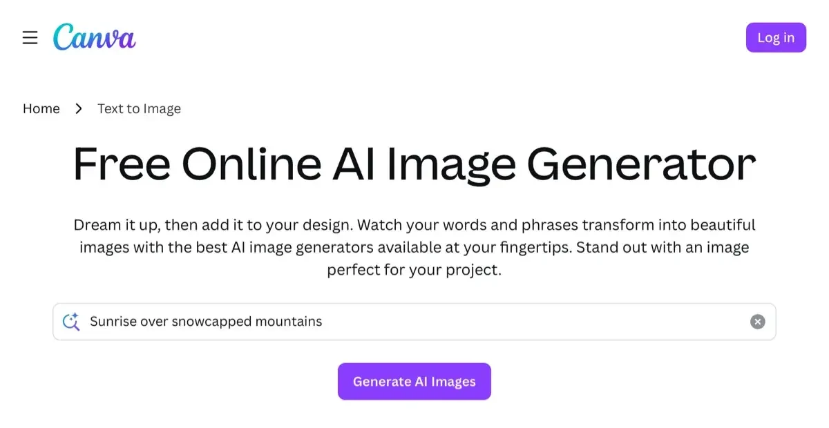 Canva AI - free online image generator