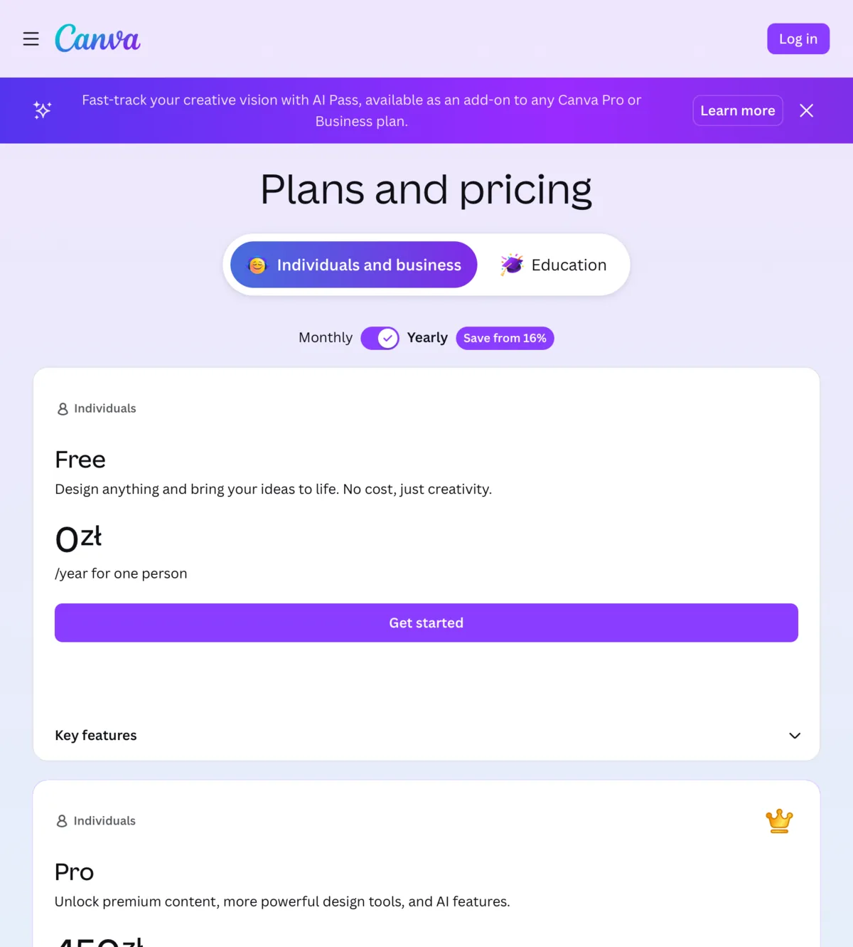 Canva pricing - comparison of Free, Pro, Teams and Enterprise plans