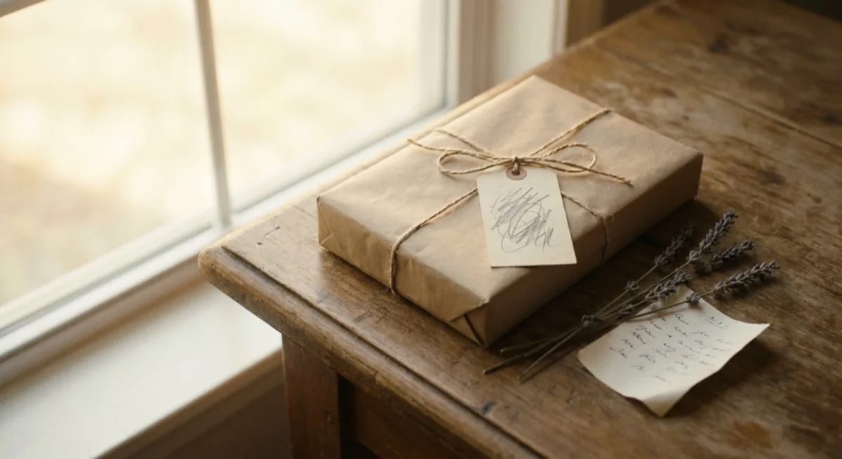 Vinted UK parcel packaging - kraft paper, natural twine, professional presentation