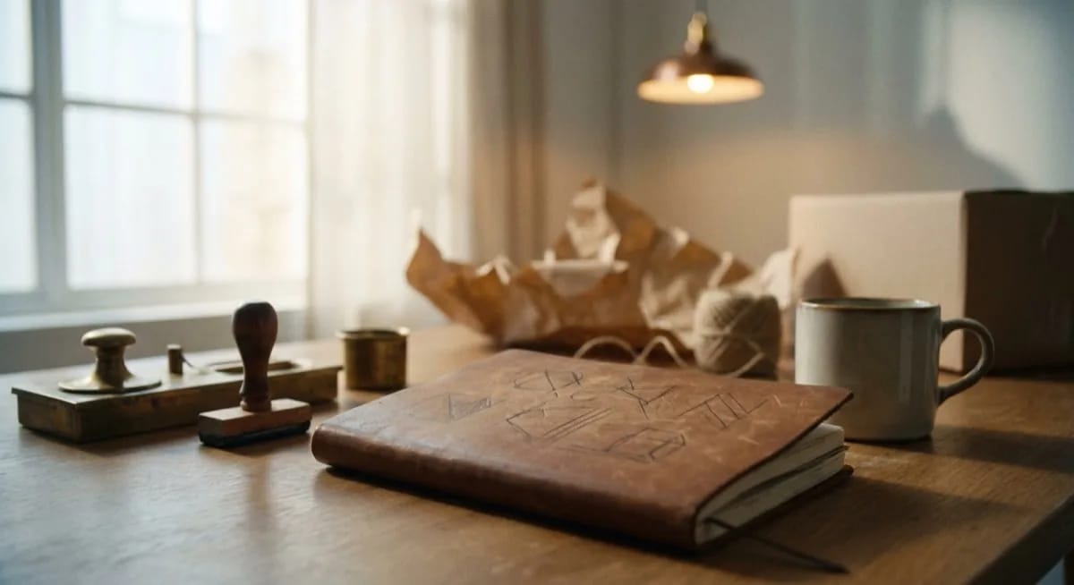 Prompty AI dla Allegro - structured prompt engineering w leather notebook