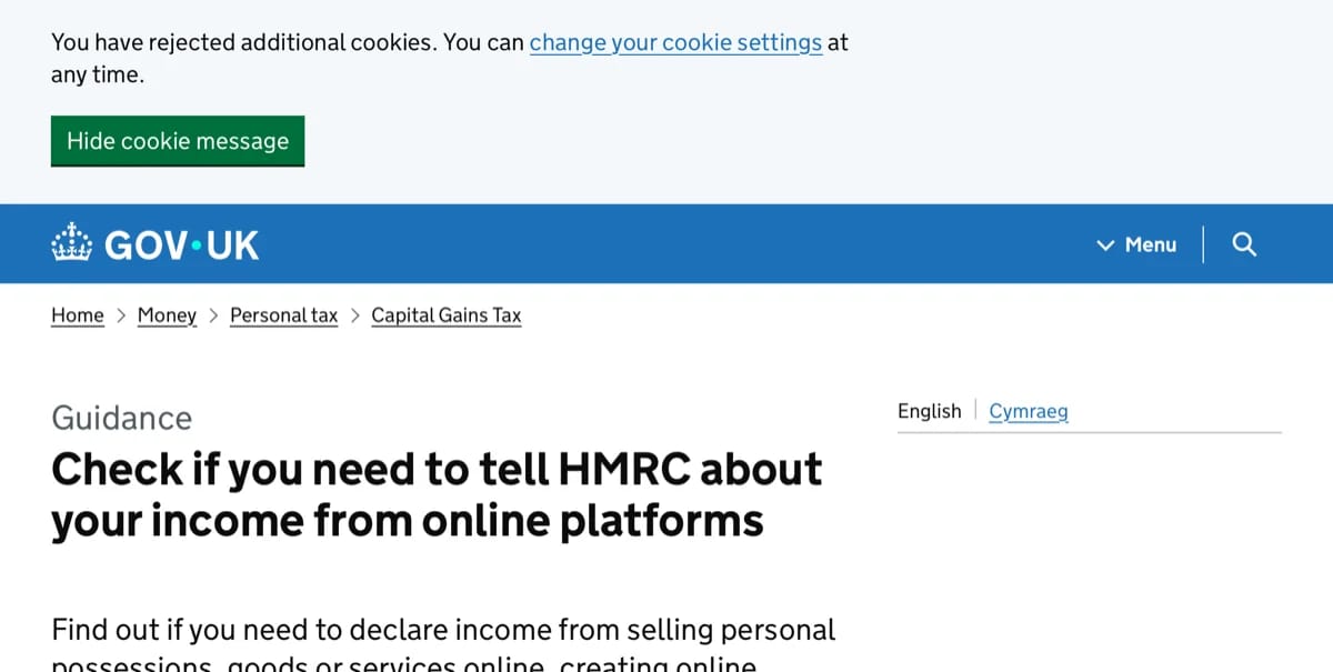 HMRC online platform income guidance 2026 - £1000 trading allowance threshold