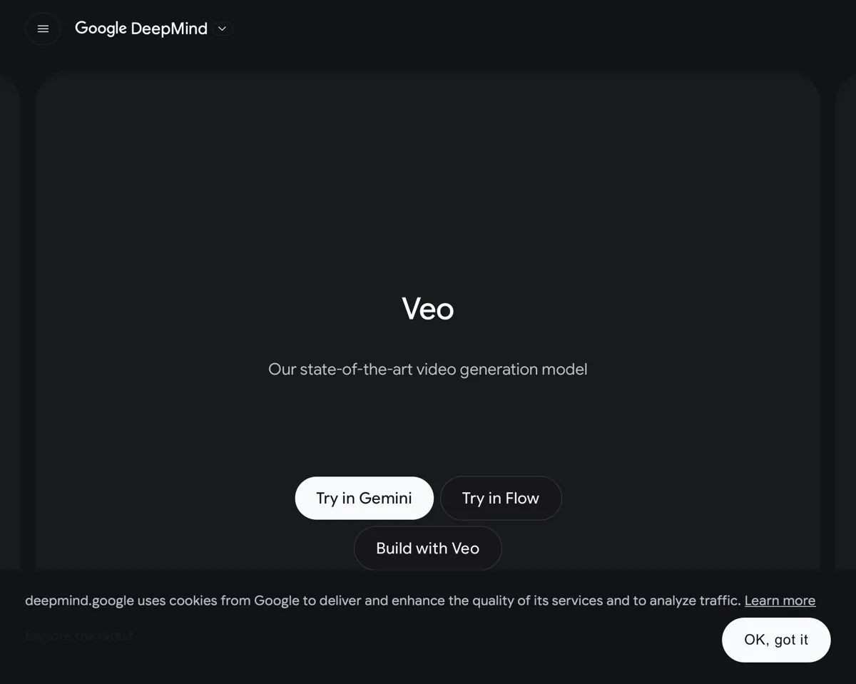 Google Veo - official Google DeepMind page, state-of-the-art video generation model