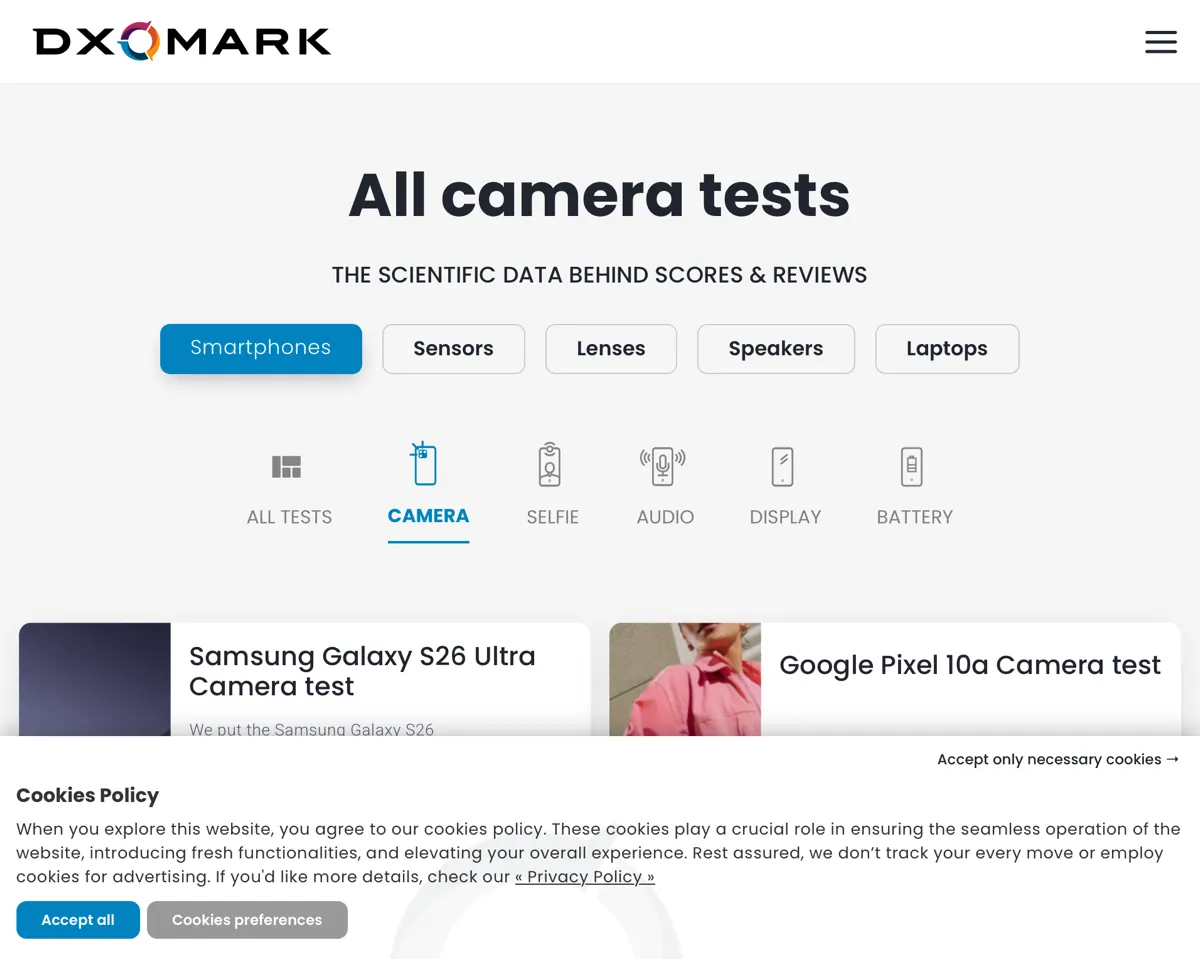 DXOMARK Mobile - official smartphone camera tests, Samsung Galaxy S26 Ultra Camera test