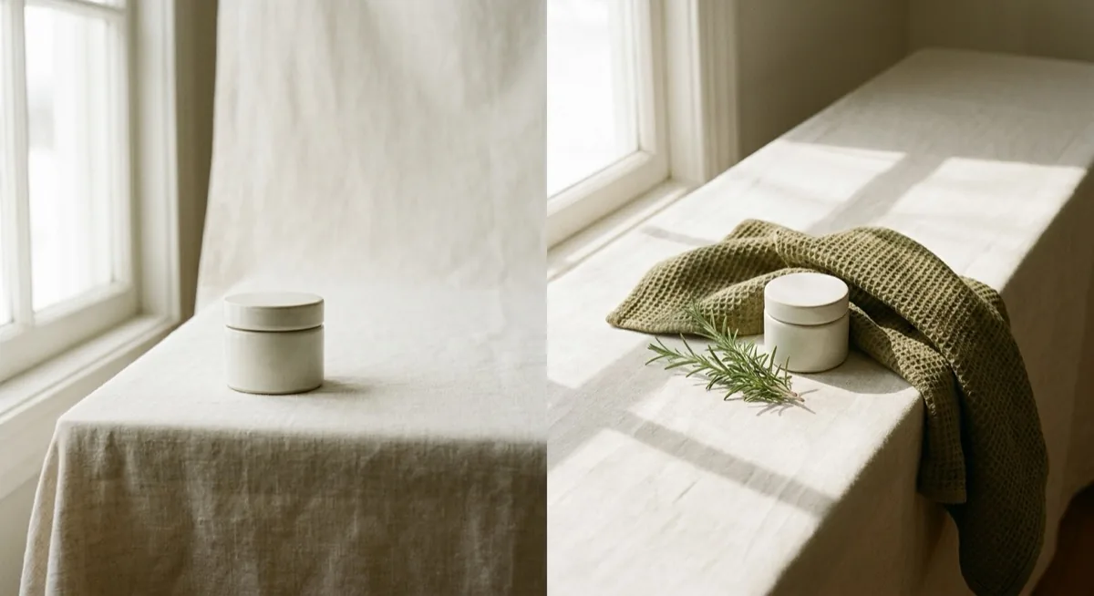 Porównanie packshotu na białym tle i zdjęcia lifestyle produktu w naturalnym otoczeniu