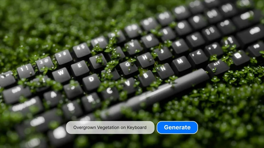 Klawiatura porośnięta mchem i drobnymi roślinami