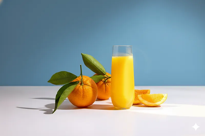 Nano Banana w ecommerce – AI w fotografii produktowej, Zdjęcie 14 banana model orange juice 3, Nano Banana w ecommerce – AI w fotografii produktowej