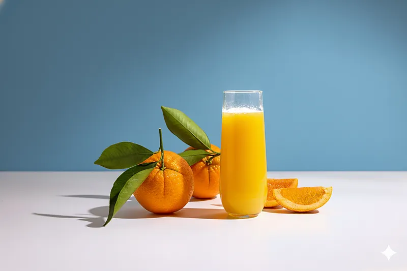 Nano Banana w ecommerce – AI w fotografii produktowej, Zdjęcie 13 banana model orange juice 5, Nano Banana w ecommerce – AI w fotografii produktowej