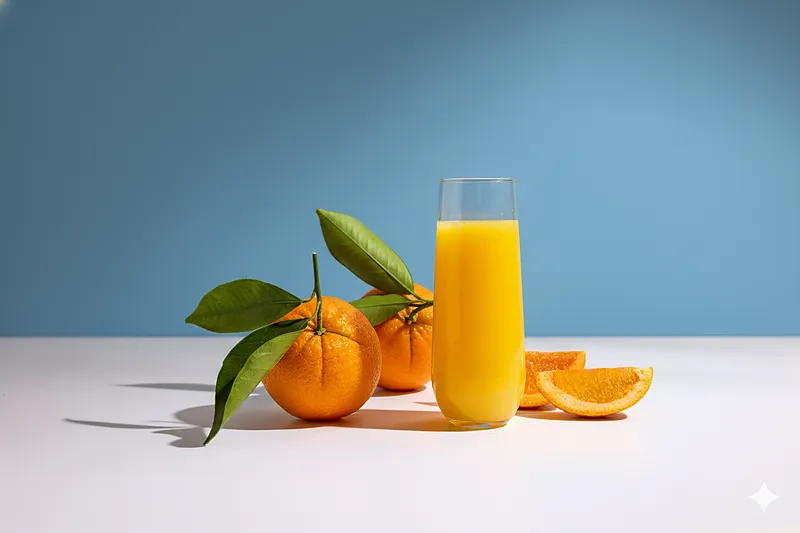 Nano Banana w ecommerce – AI w fotografii produktowej, Zdjęcie 12 banana model orange juice 6, Nano Banana w ecommerce – AI w fotografii produktowej