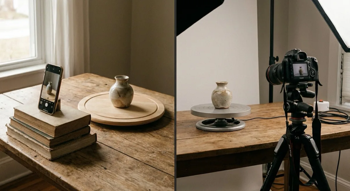 Fotografia produktowa 360 stopni - jak zrobić zdjęcia obrotowe za 30 PLN, Zdjęcie 10 fotografia 360 - porównanie DIY lazy susan vs zmotoryzowana platforma