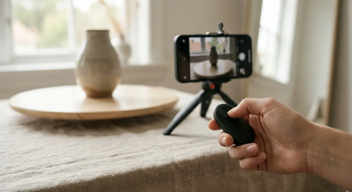 Fotografia produktowa 360 stopni - jak zrobić zdjęcia obrotowe za 30 PLN, Zdjęcie 17 fotografia 360 - pilot Bluetooth do zdalnego wyzwalania telefonu bez drgań