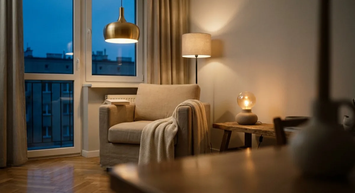 Home Staging UK 2026: Sell Your Property Faster (Complete Guide), Zdjęcie 5 Layered lighting in home staging - ceiling, floor and table lamps in warm tones