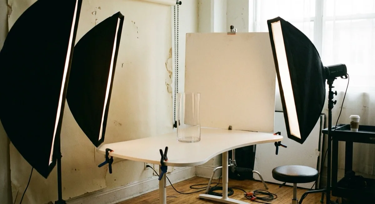 photographing glassware - studio setup with rim light and backlight