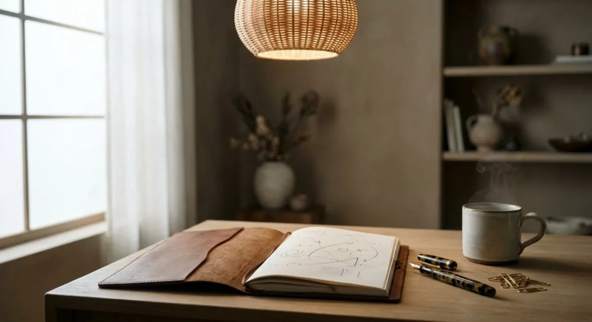Vinted Pro UK strategy - planning sales with leather notebook and vintage fountain pen
