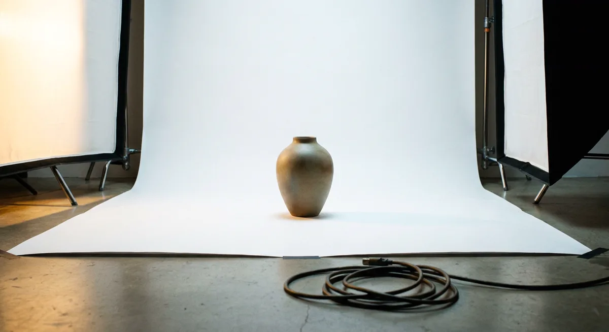 Stanowisko do packshotów na białym tle z dwoma softboxami