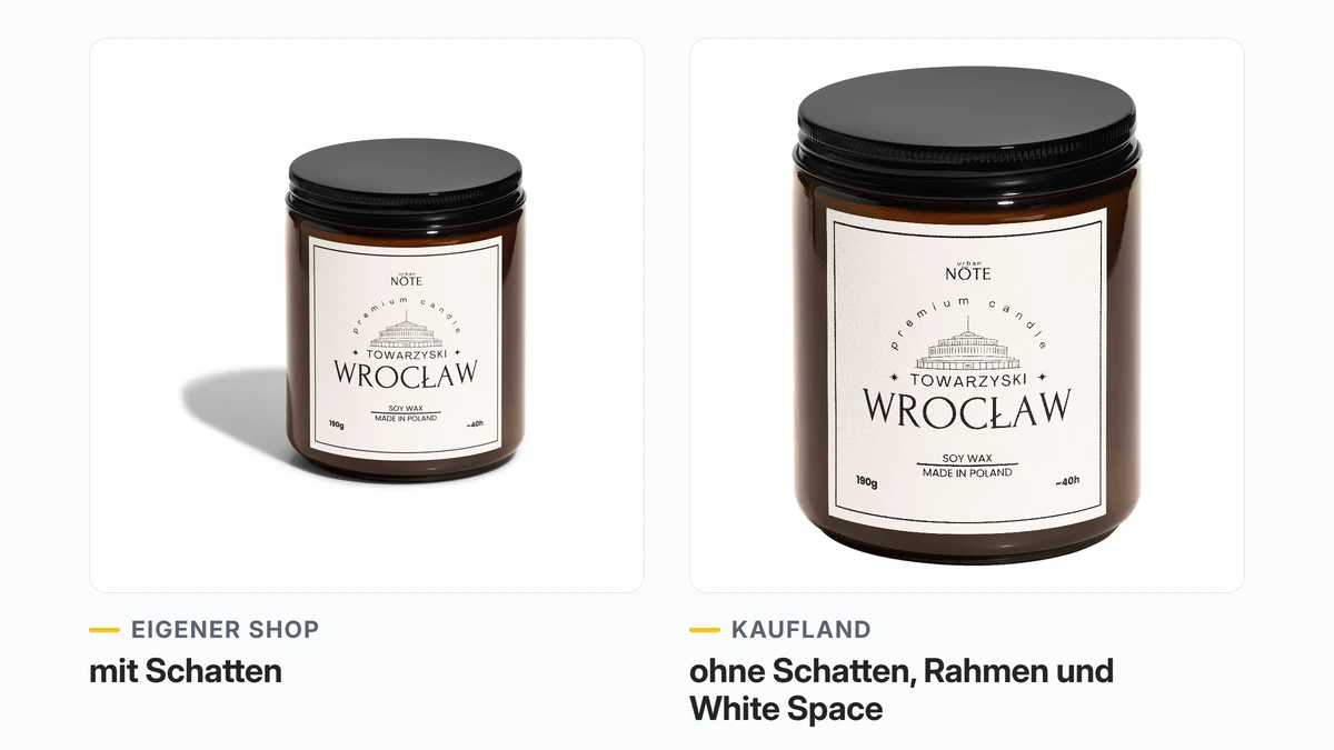 Packshot mit und ohne Schatten - Bildanforderungen auf dem Kaufland Marketplace