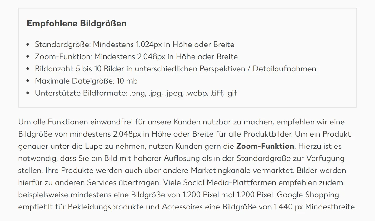 Kaufland Produktbilder Anforderungen - empfohlene Bildgrößen in der Seller University