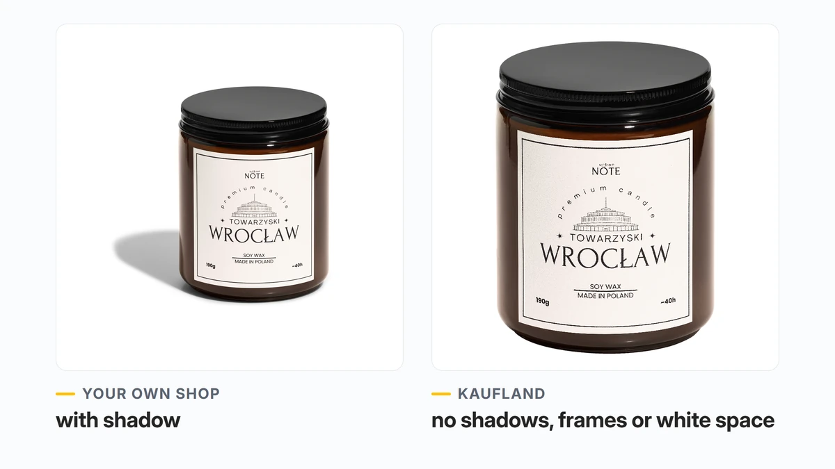 Packshot with and without a shadow - image requirements on Kaufland Marketplace
