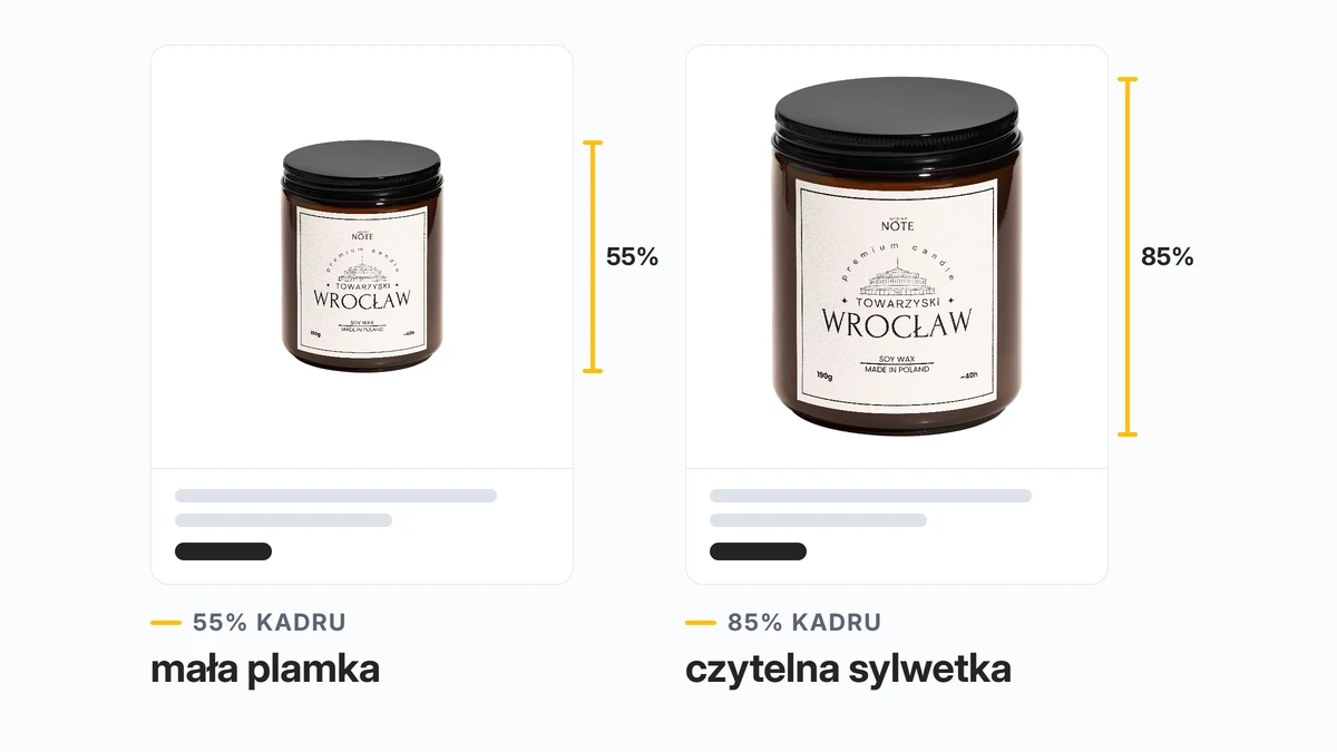 Ta sama miniatura z produktem zajmującym 55% i 85% kadru na Kaufland Marketplace