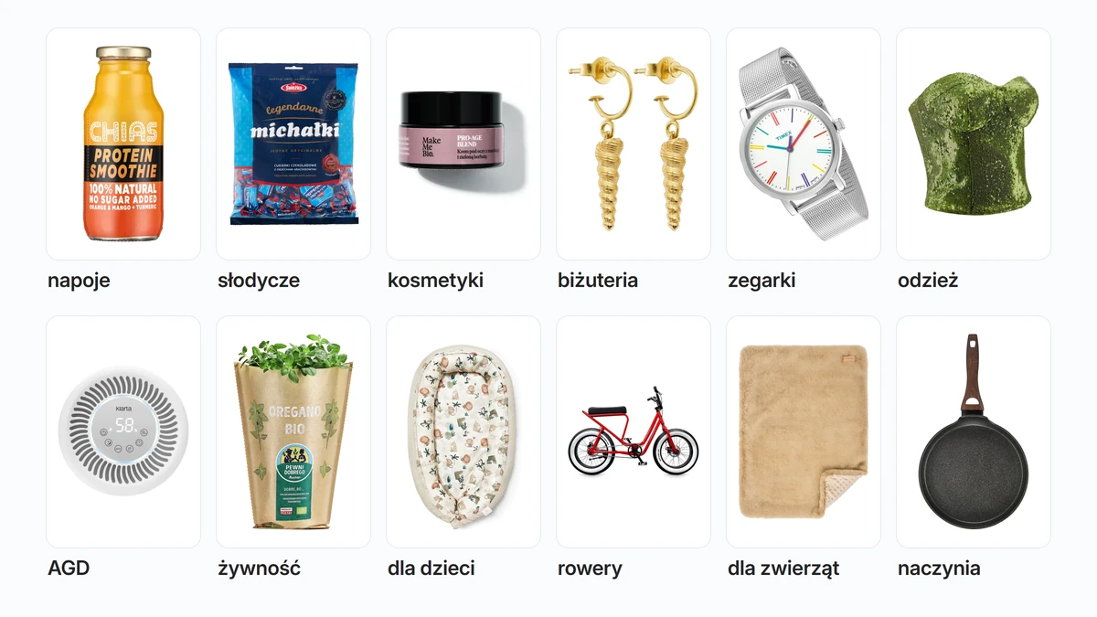 Packshoty na białym tle w 12 kategoriach: napoje, słodycze, kosmetyki, biżuteria, zegarki, odzież, AGD, żywność, artykuły dla dzieci, rowery, artykuły dla zwierząt i naczynia