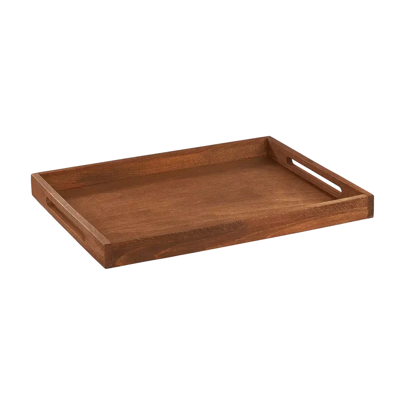 Wooden tray on a background of the selected lightness, on a white shop page