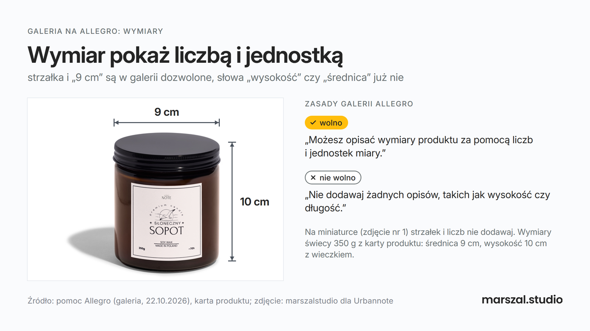Zdjęcie do galerii na Allegro: świeca ze strzałkami wymiarów 9 cm i 10 cm, bez opisów słownych