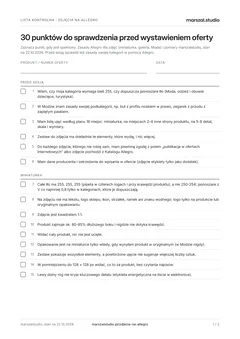 Pierwsza strona listy kontrolnej PDF
