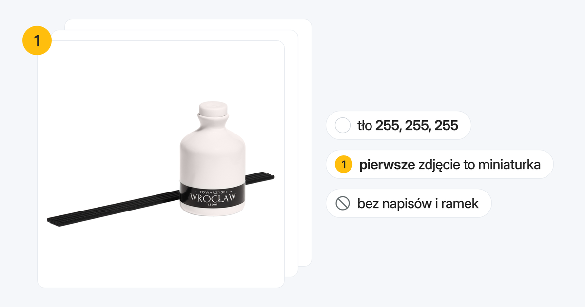 Zdjęcie na Allegro: białe pachnidło z patyczkami na białym tle 255 jako pierwsze zdjęcie oferty, czyli miniaturka na liście